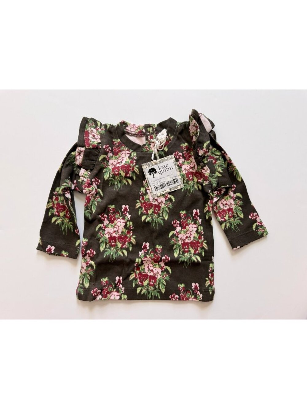 Kate Quinn Girls Floral Long Sleeve Ruffle Top 12-18 months NWT
